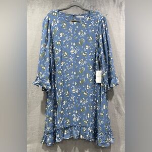Reformation Doutzen Avery Blue Floral Quarter Sleeve Mini Sun Dress Size 20 NWT